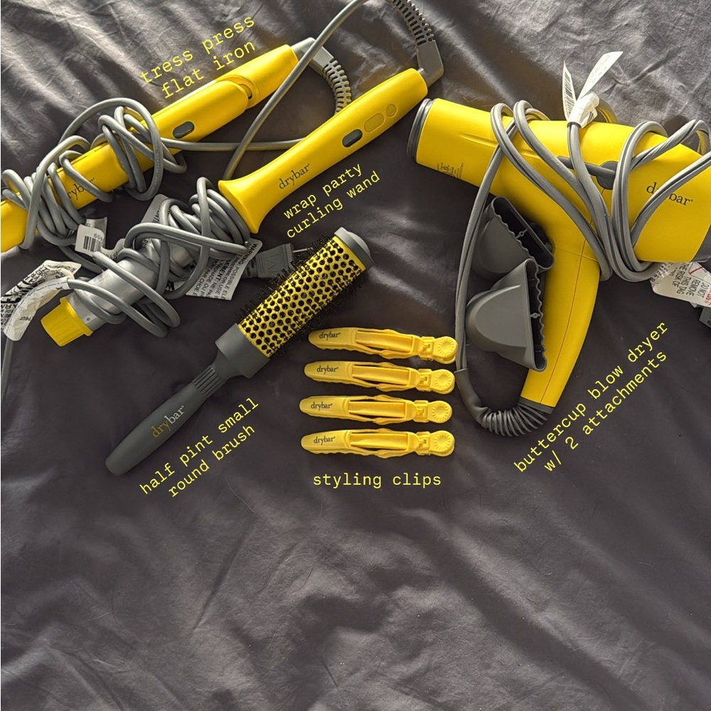 Drybar Yellow and Gray Hair Styling Collection